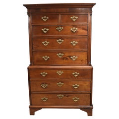 18th Century English George II Red Walnut Chest on Chest