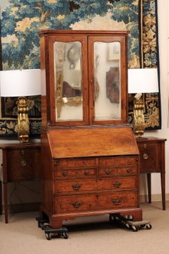 18th Century English George II Walnut Bureau Bookcase
