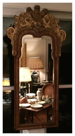 18th century English George II Walnut Gilt Wood Pier Mirror