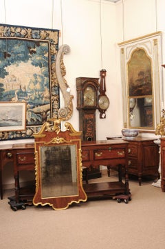 18th Century English George II Walnut & Parcel Gilt Mirror with Eagle Crest