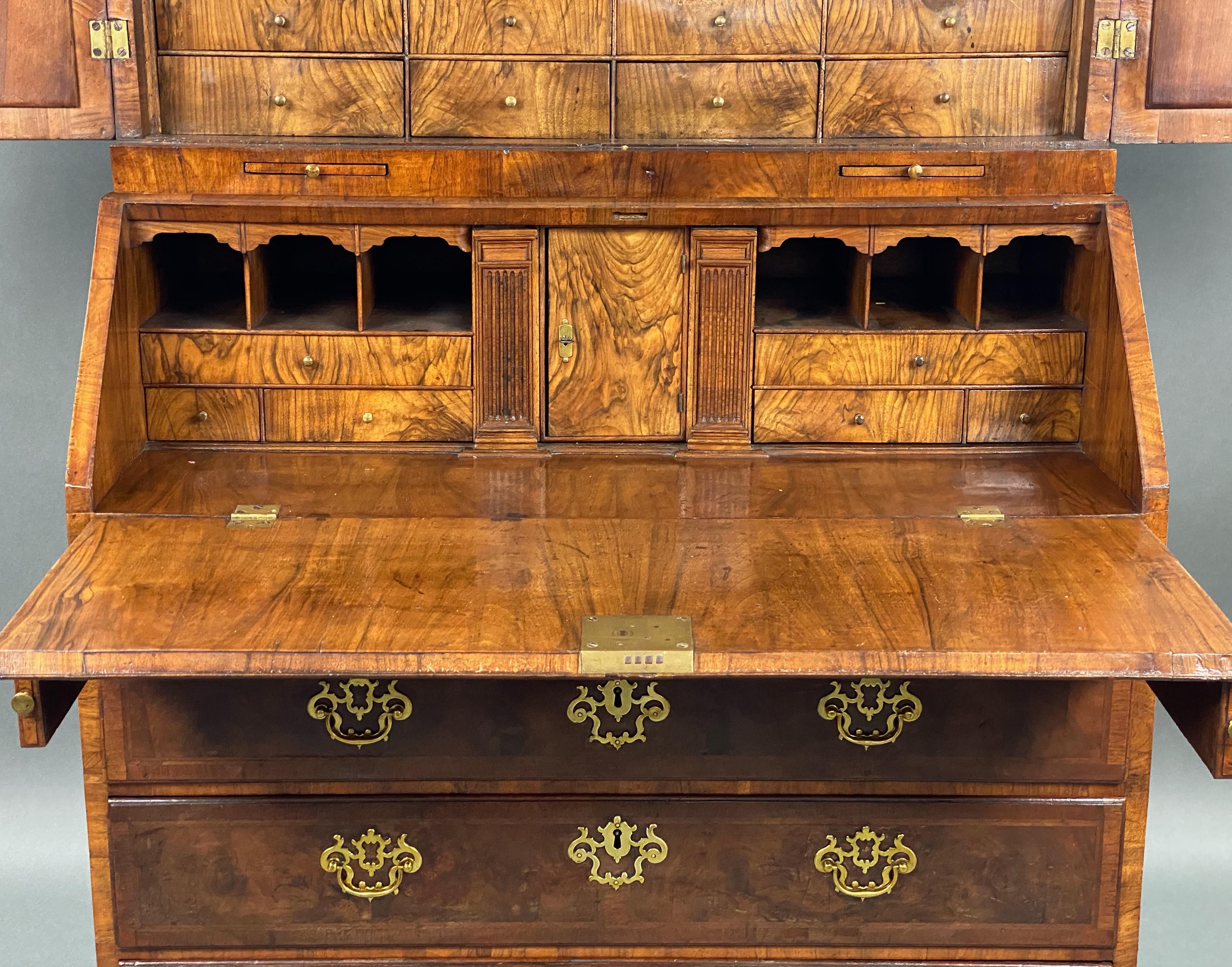 18th Century English George II Walnut Secretary Bookcase For Sale 3