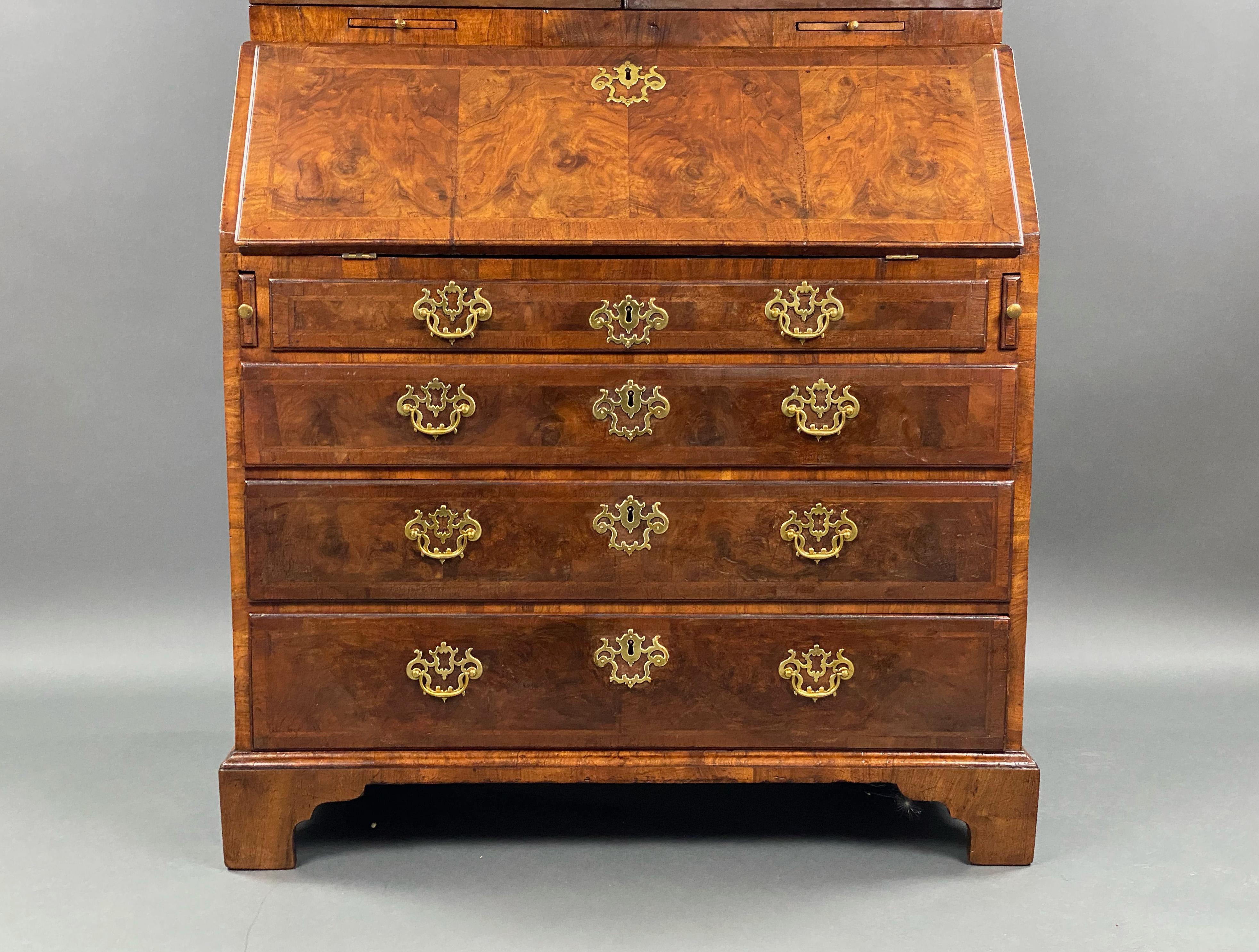 18th Century English George II Walnut Secretary Bookcase For Sale 5