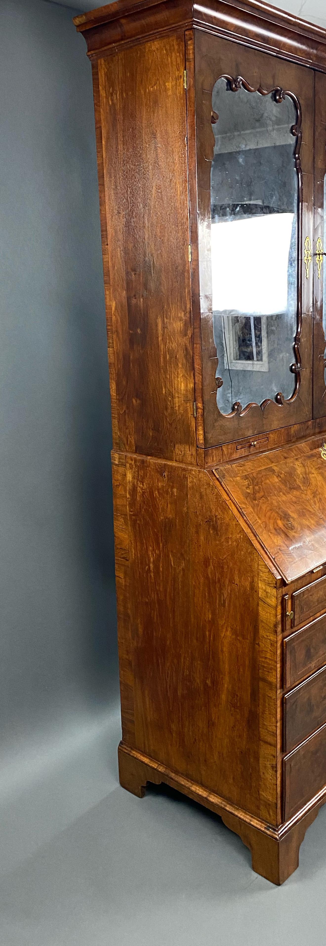 18th Century English George II Walnut Secretary Bookcase For Sale 6