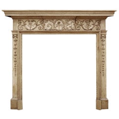 18th Century English George III Carved Pine Fireplace Mantel