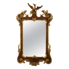18th Century English George III Carved Walnut and Partial Gilt Wall Mirror