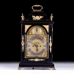 18th Century English George III Ebonised Bracket Clock by Sam Tregent, London.