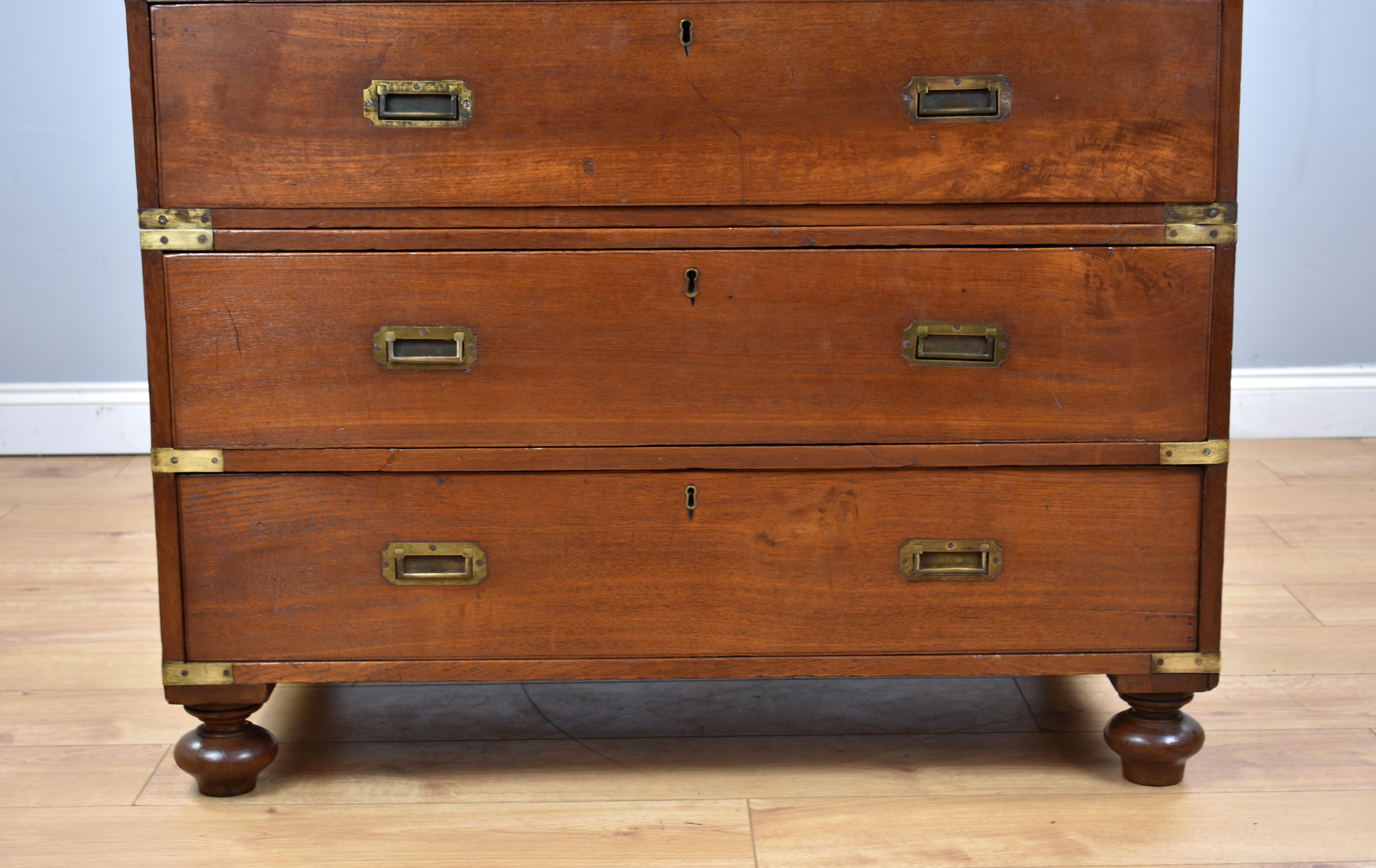 18th Century English George III Mahogany Campaign Chest of Drawers 1