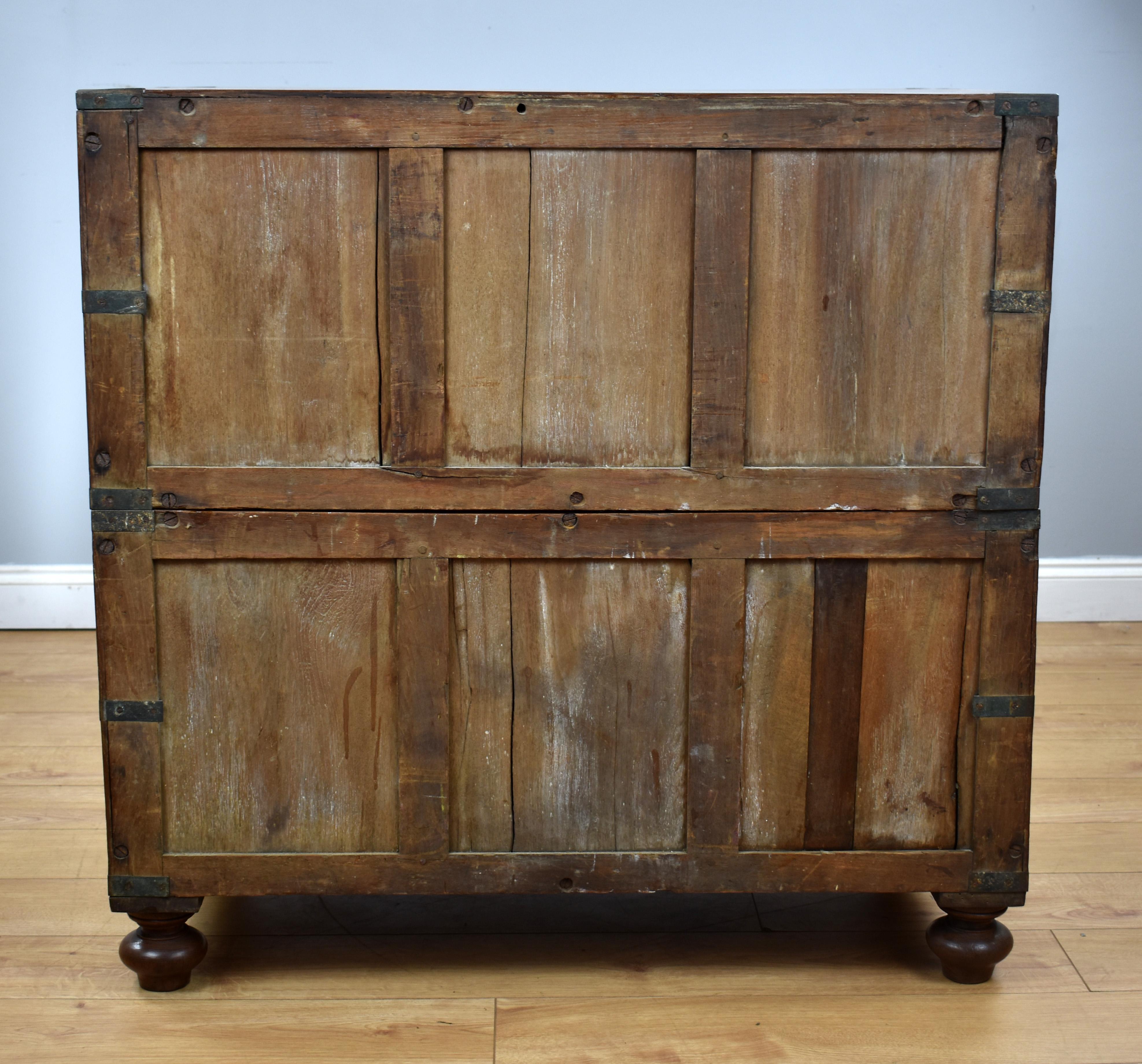 18th Century English George III Mahogany Campaign Chest of Drawers 3