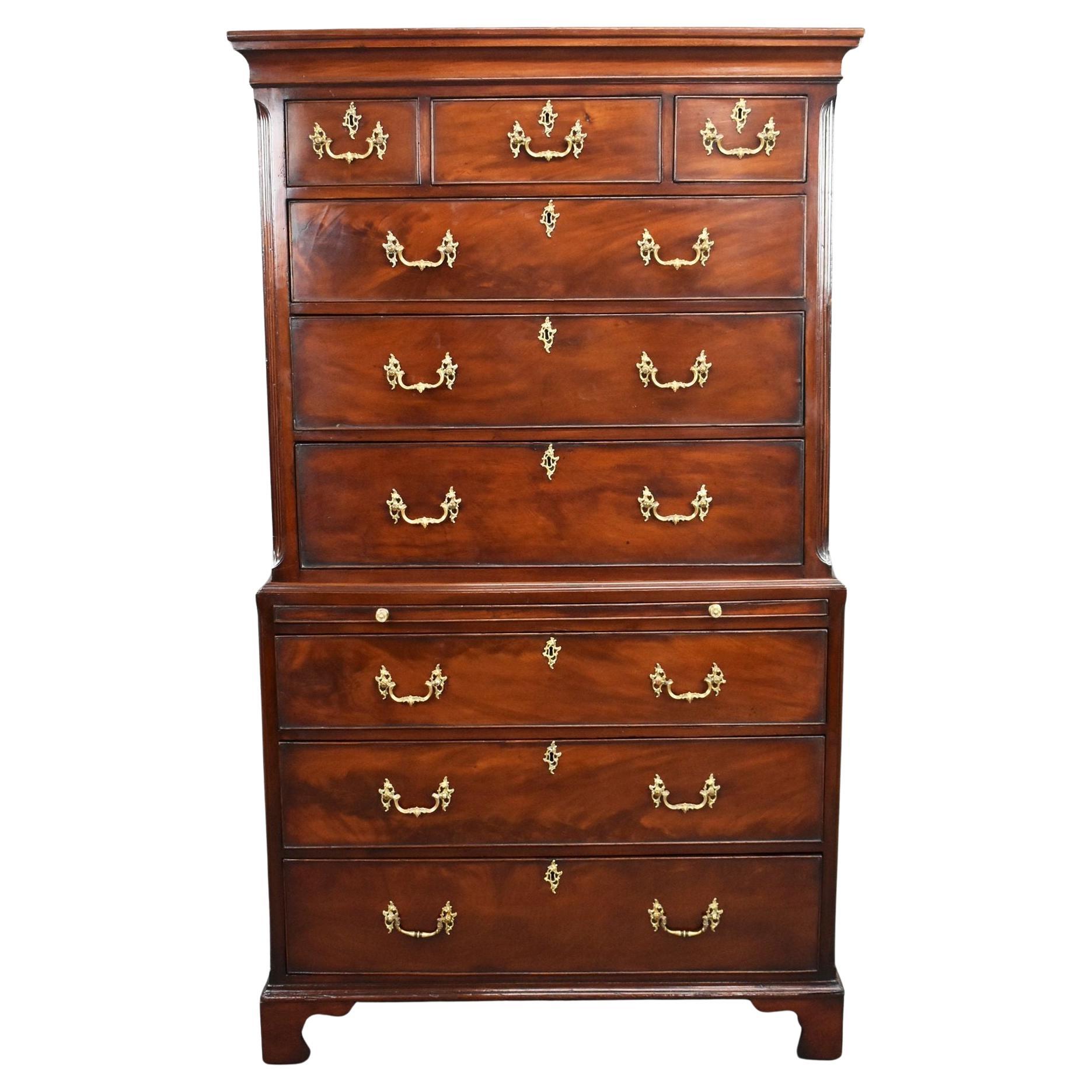 18th Century English George III Mahogany Chest on Chest