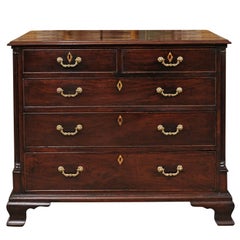 18th Century English George III Mahogany Chest with 5 Drawers