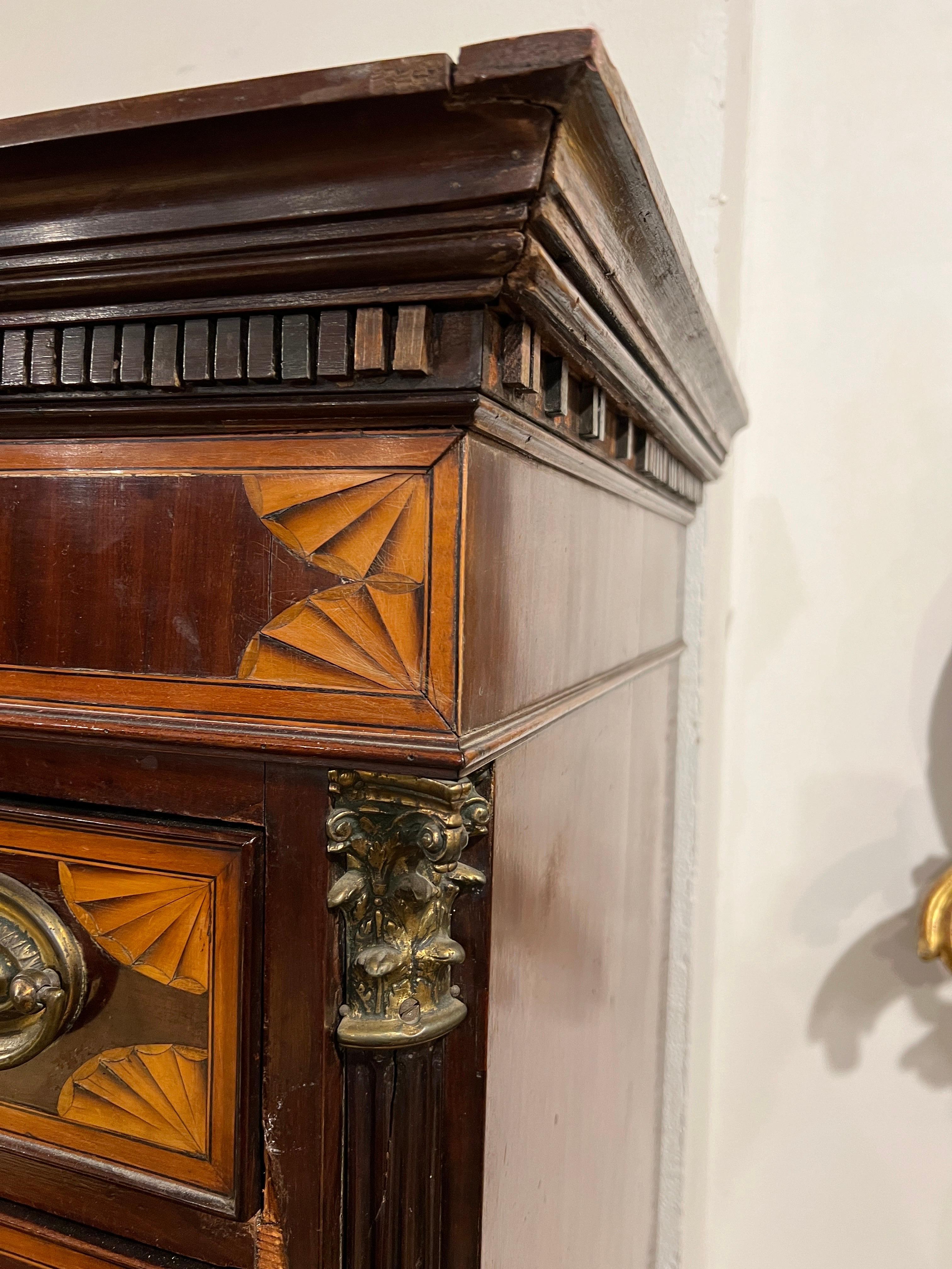 18th Century English George III Mahogany Inlaid Secretaire Chest of Drawers 1700 For Sale 1