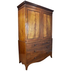 18th Century English George III Mahogany Linen Press