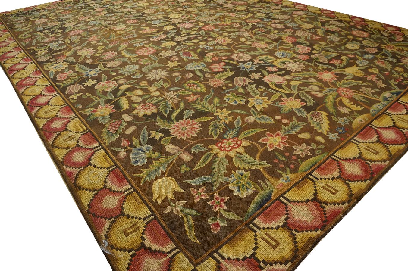 18th Century English George III Needlepoint Carpet 
13'4