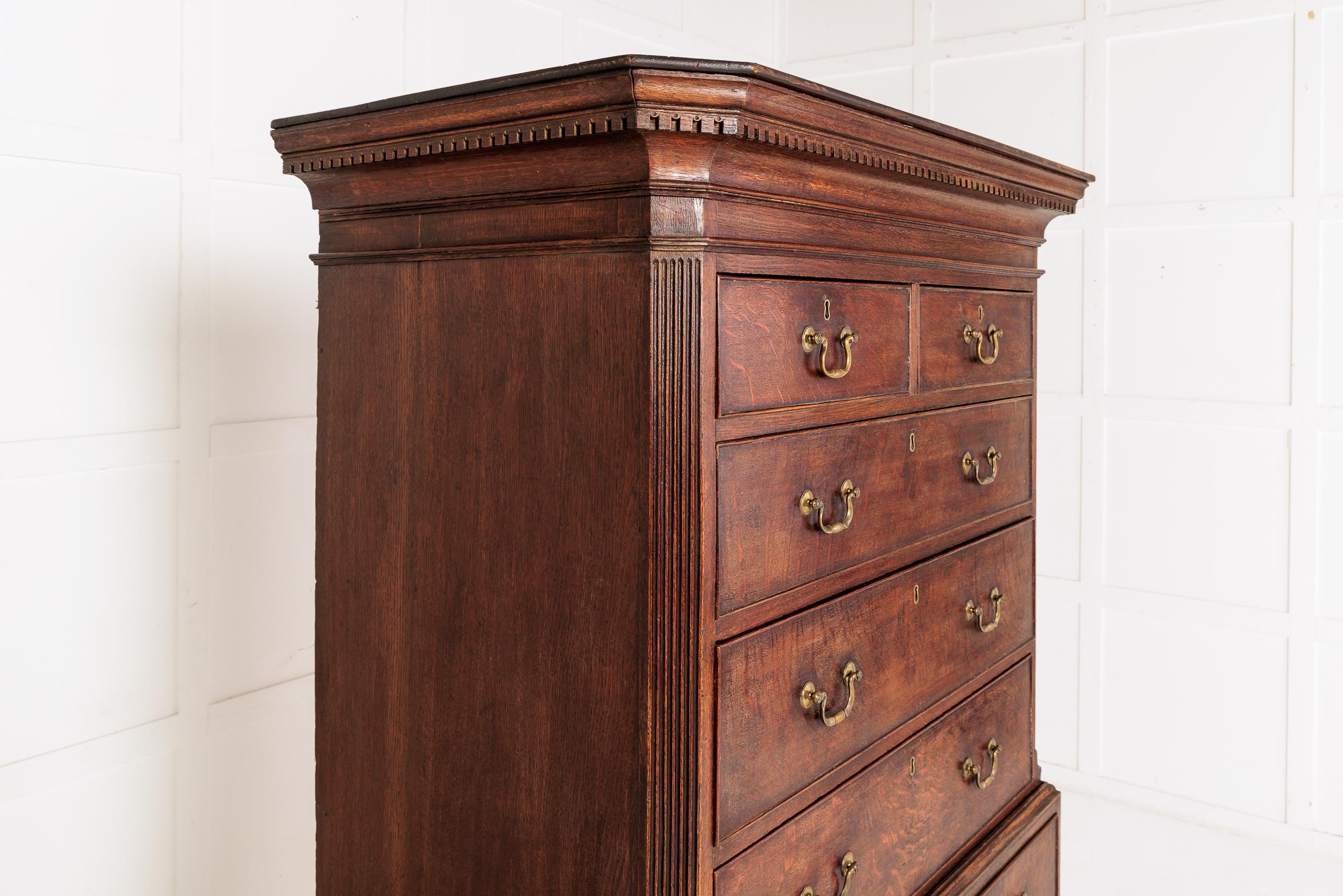 18th Century and Earlier 18th Century English George III Oak Chest on Chest