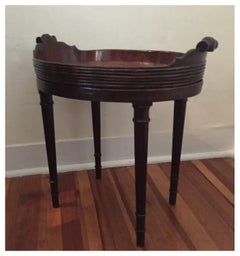 18th century English George III Oval Carved Mahogany Tray Table on Stand 1780