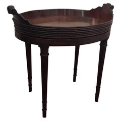 18th century English George III Oval Carved Mahogany Tray Table on Stand 1780