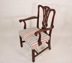 18th Century English George III Period Mahogany Armchair with Modern Fabric