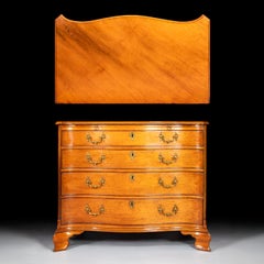 18th Century English George III Serpentine Shaped Commode / Chest Of Drawers