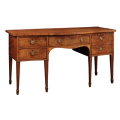 18th Century English George III Serpentine Sideboard in Mahogany with Inlay