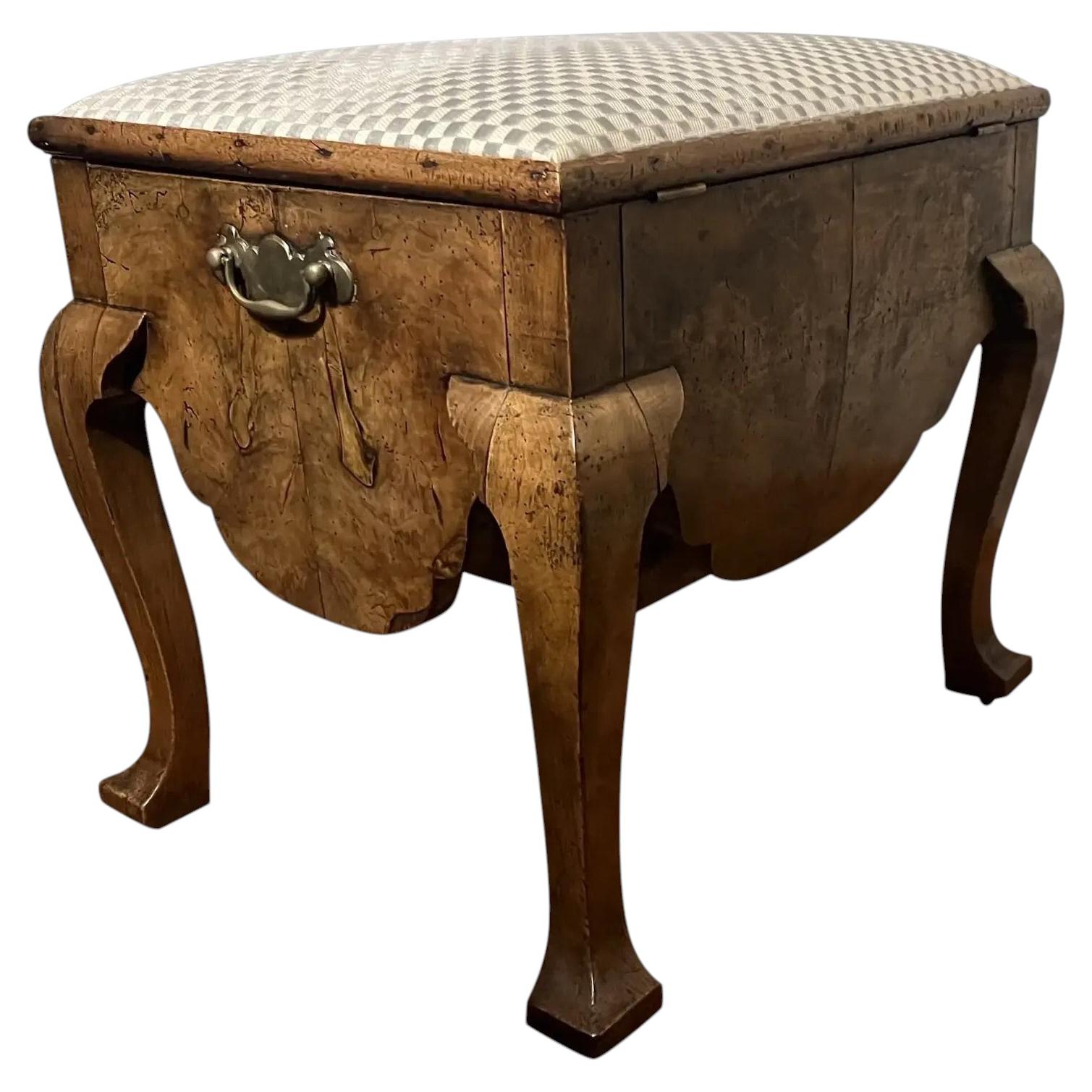 18th century English George III Walnut Commode Foot Stool For Sale