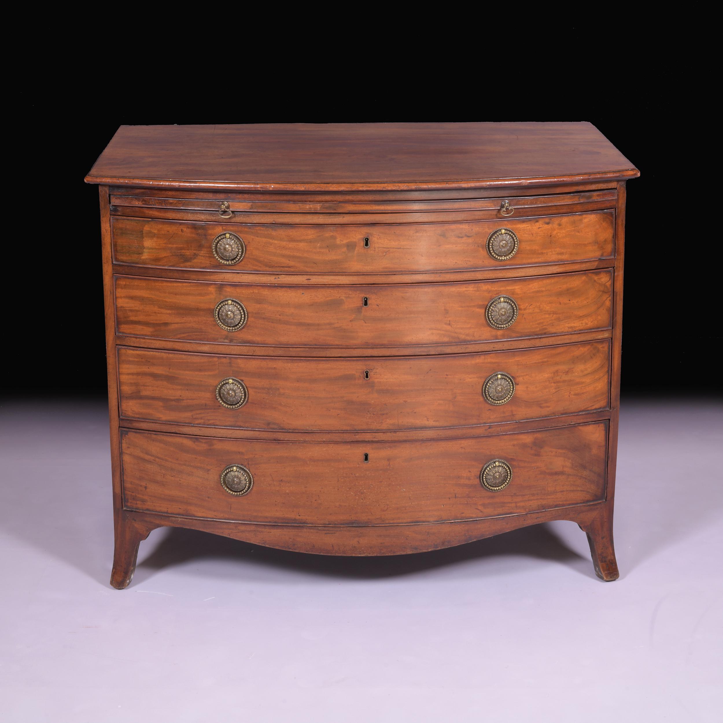 18th Century English Georgian Bow Fronted Chest Of Drawers For Sale 5