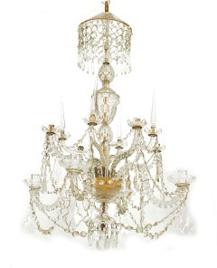 18th Century English Georgian Crystal and Brass Chandelier