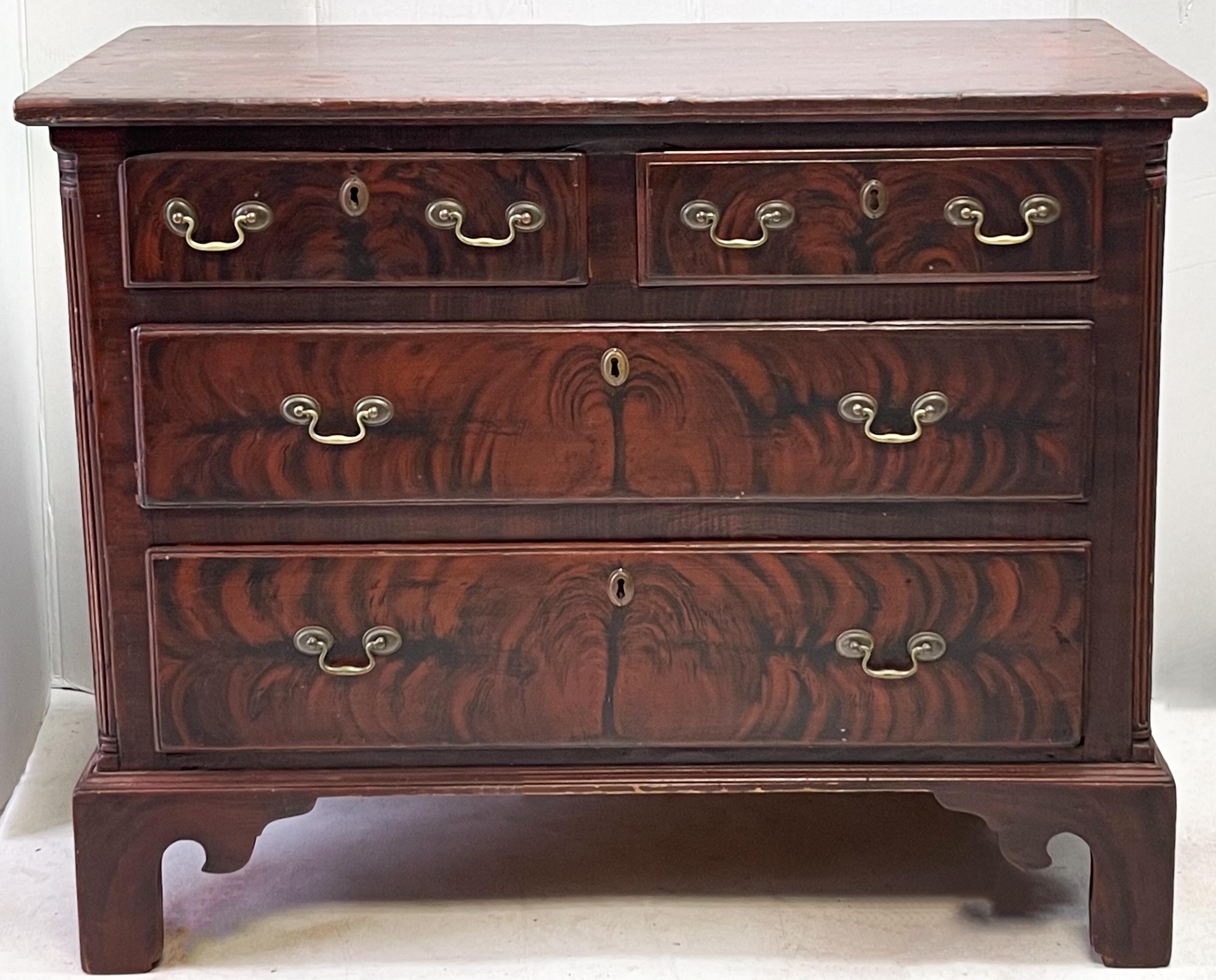 18th Century English Georgian Grain Painted Chest of Drawers For Sale 1