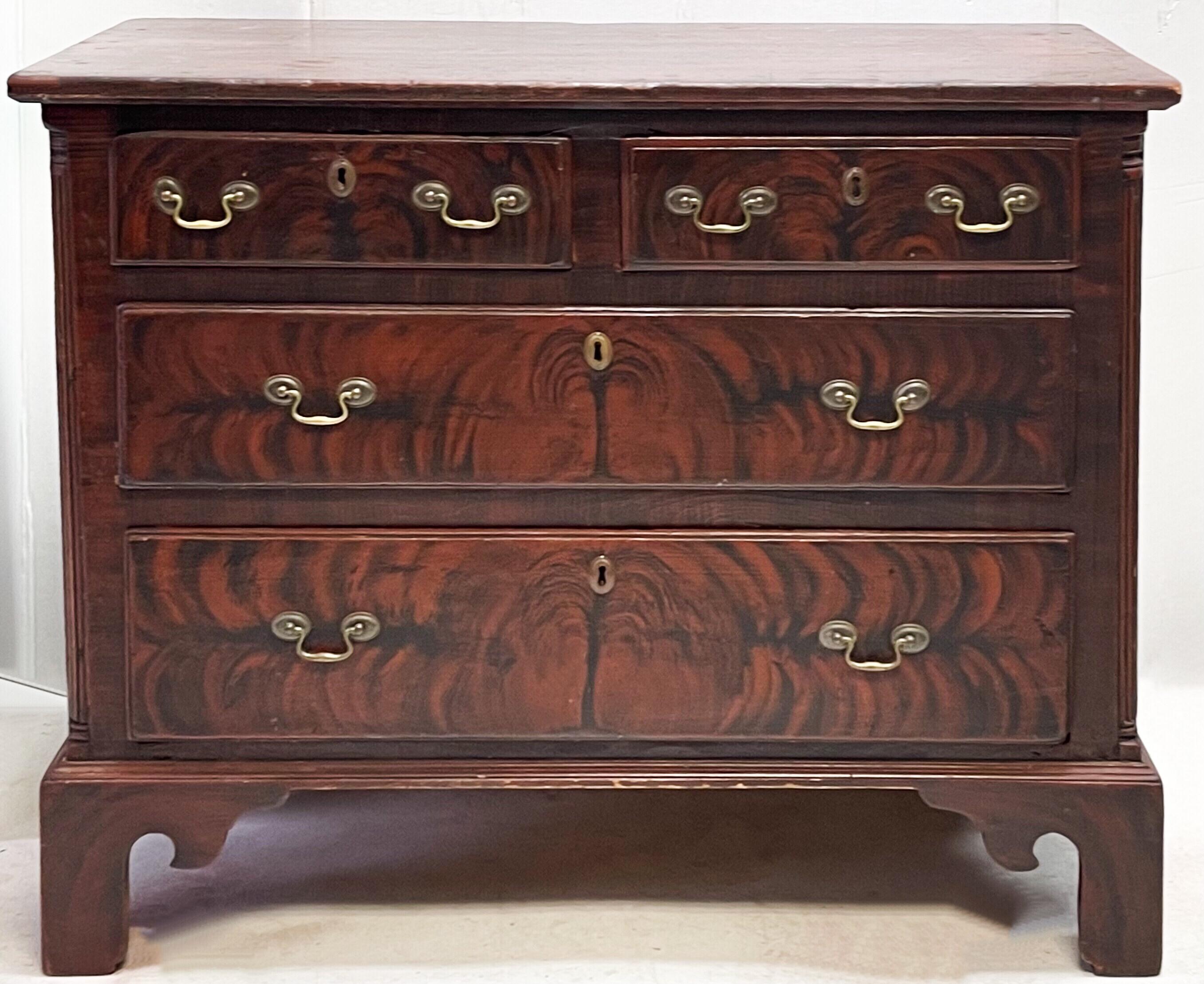 18th Century English Georgian Grain Painted Chest of Drawers For Sale 2