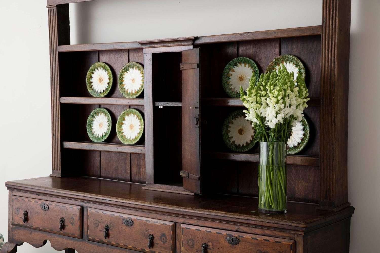 18th Century and Earlier 18th Century English Georgian Hutch, Welsh Dresser in Two Parts