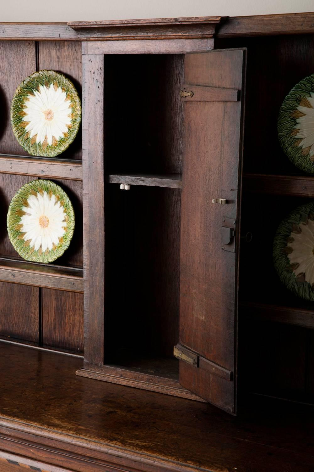 Satin 18th Century English Georgian Hutch, Welsh Dresser in Two Parts