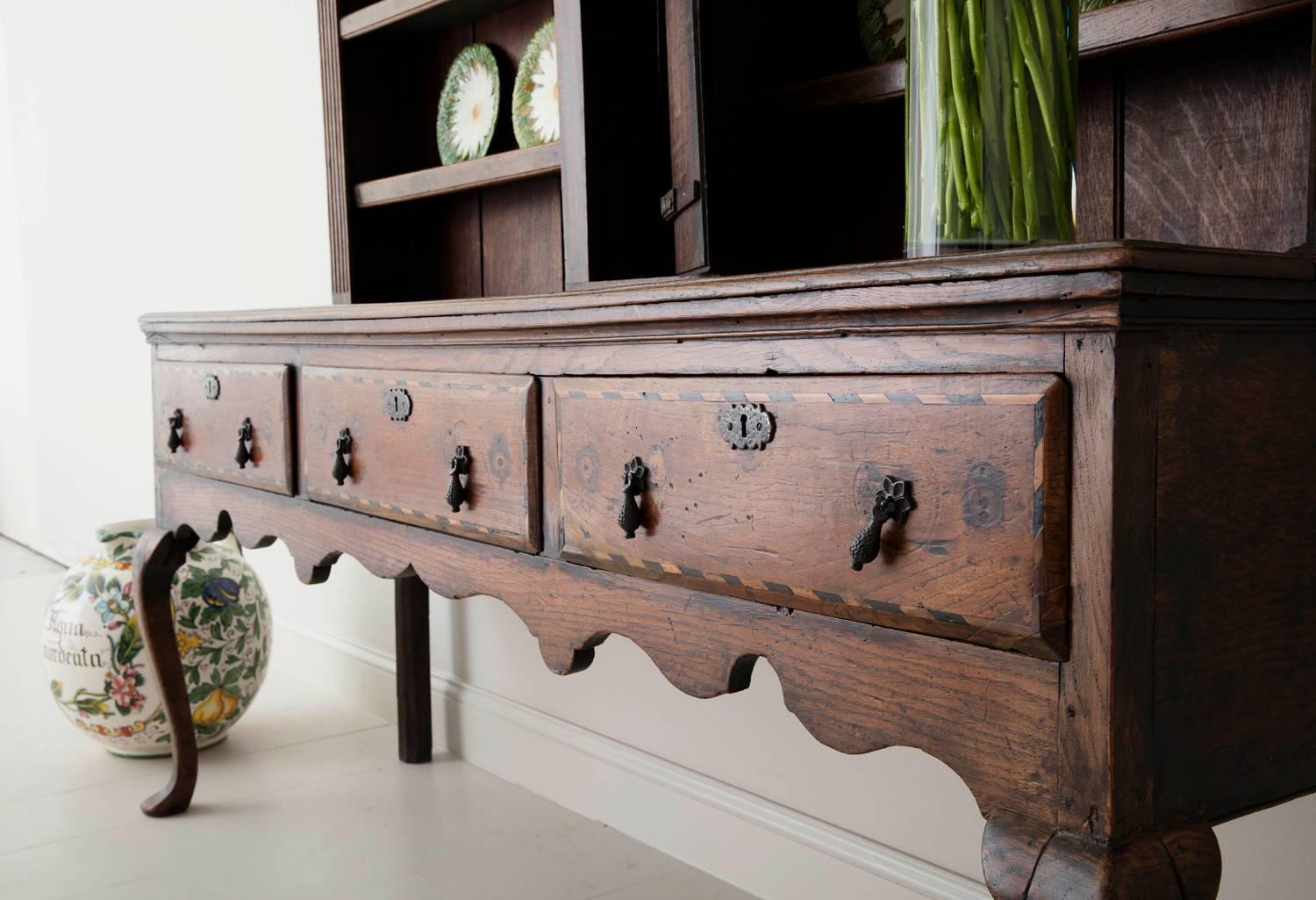 18th Century English Georgian Hutch, Welsh Dresser in Two Parts 1