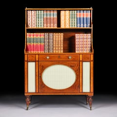 18th Century English Georgian Mahogany and Satinwood Cabinet Bookcase
