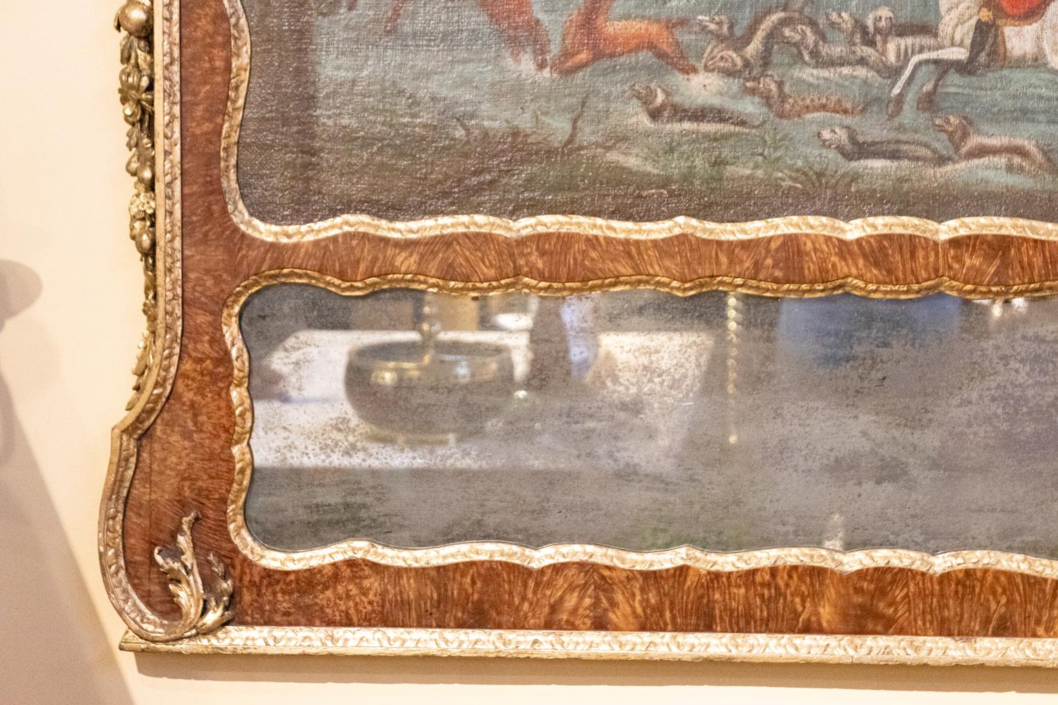 18th Century English Georgian Mirror with Hunt Scene 1