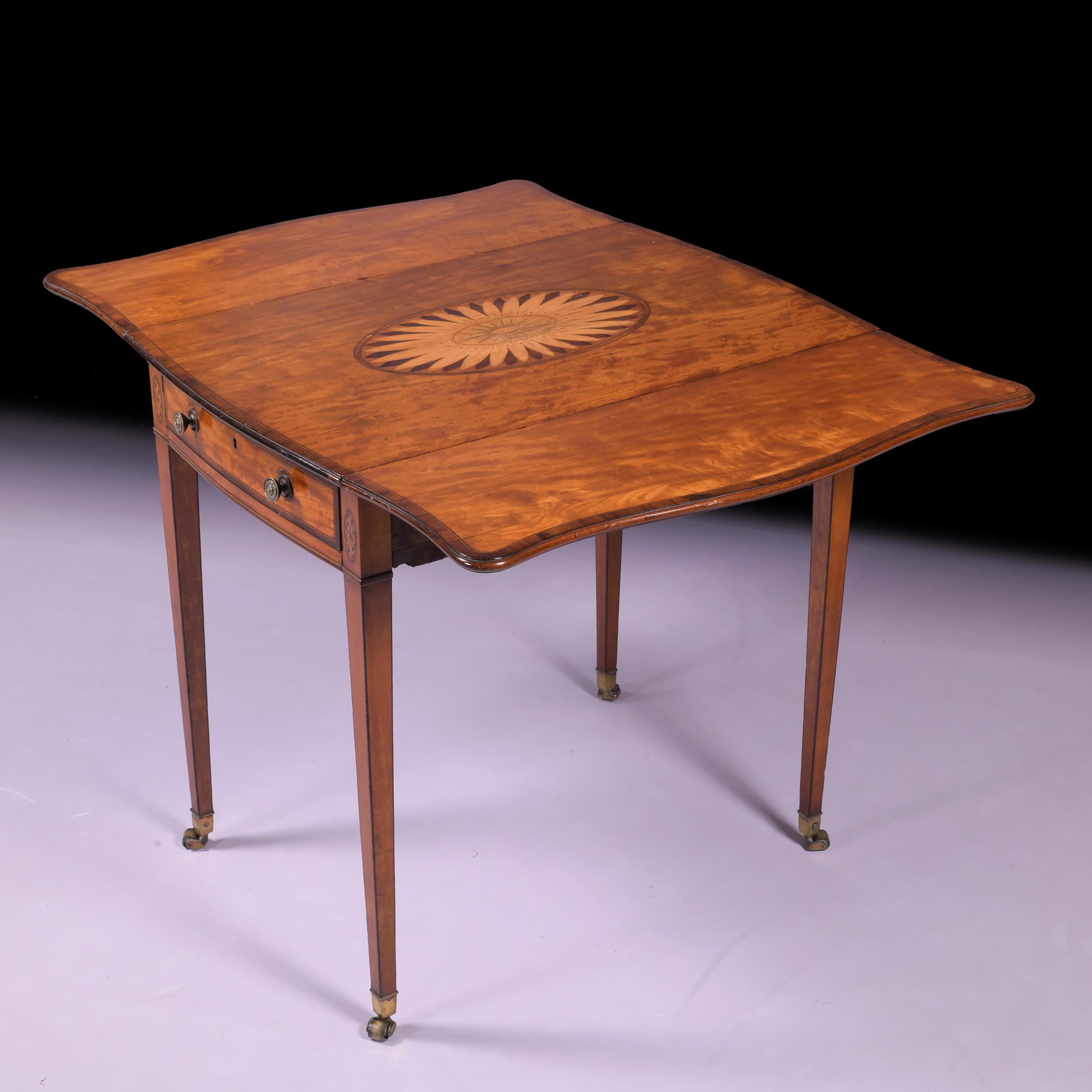 George III 18th Century English Georgian Satinwood Drop Leaf Pembroke Side Table For Sale