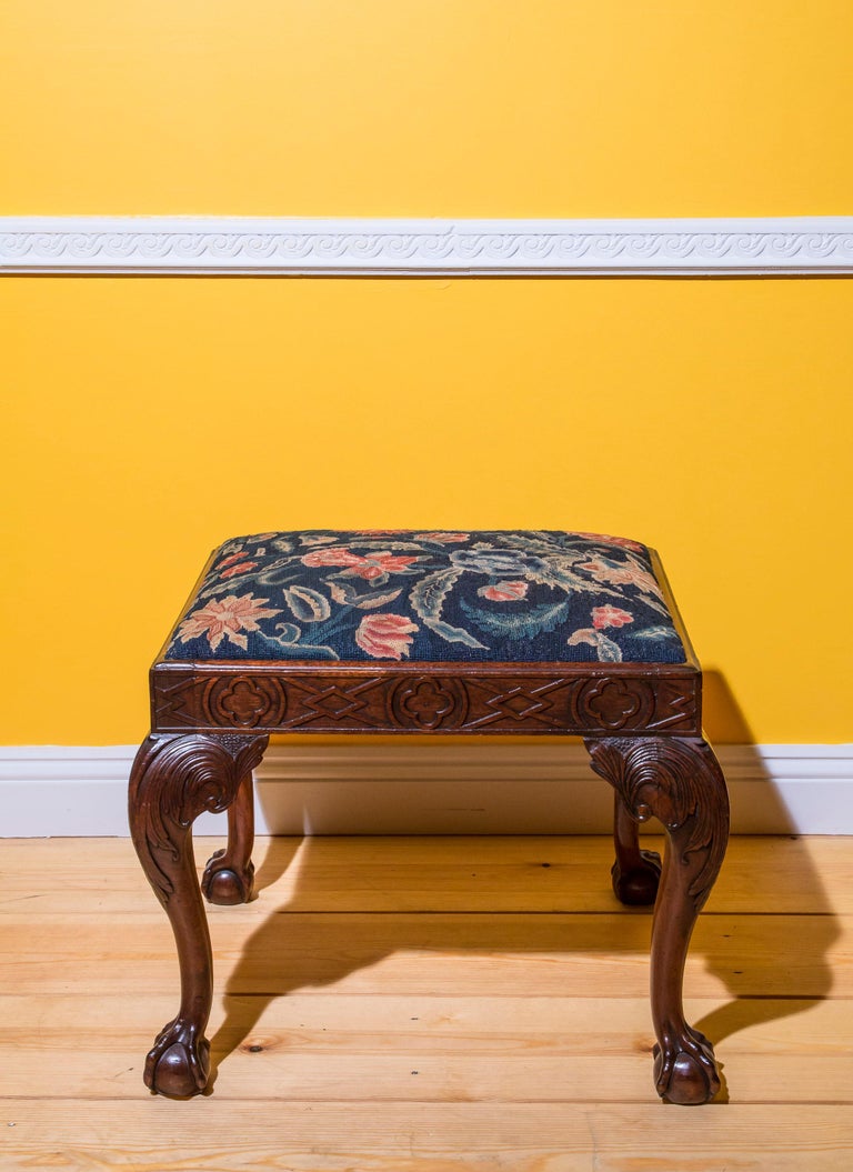 18th Century English Georgian Walnut Needlework Stool at 1stDibs