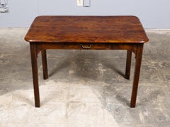 18th Century English Georgian Yew Wood Side Table with Single Drawer
