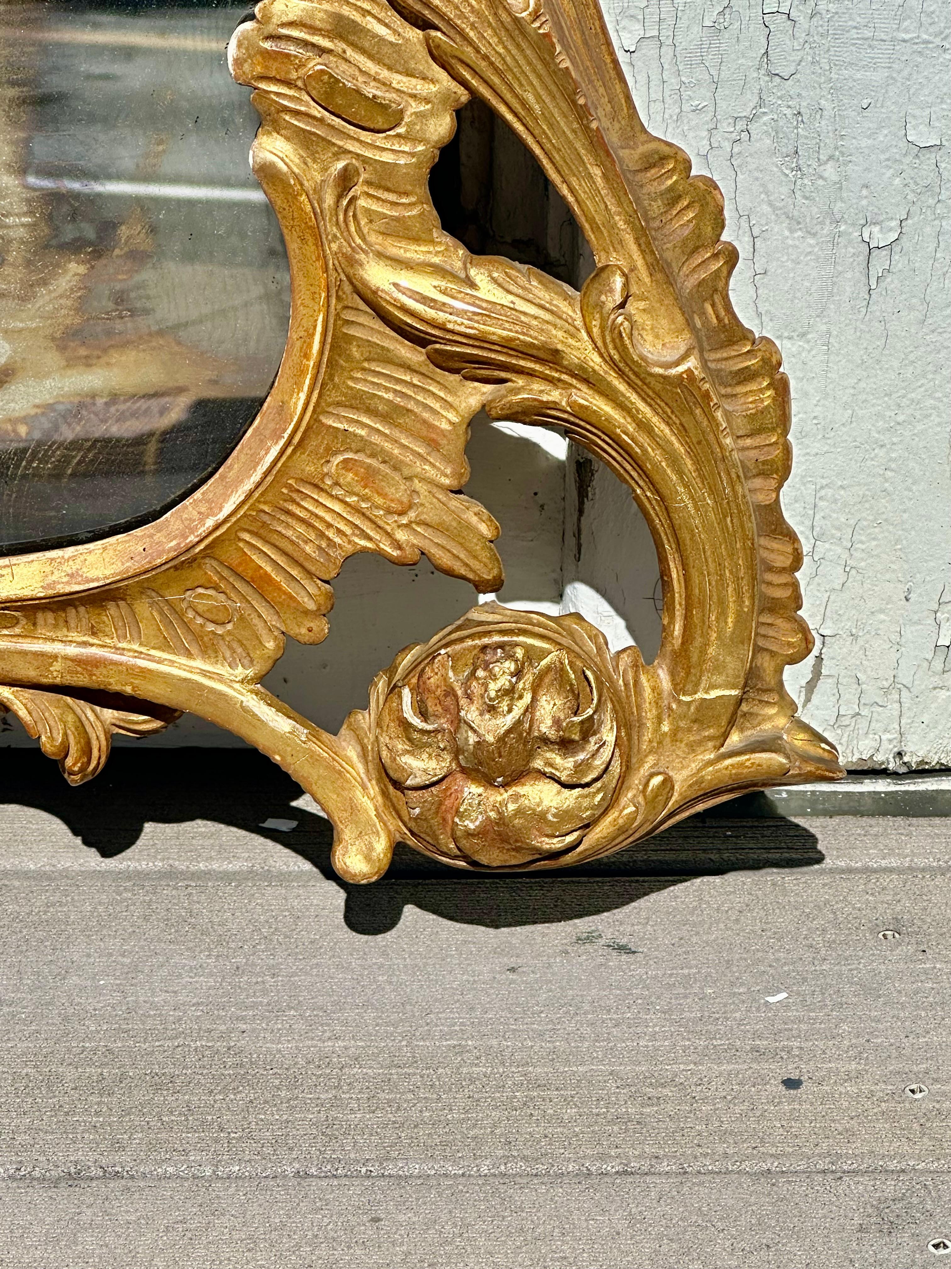 Miroir à trumeau Chippendale en bois doré anglais du 18e siècle en vente 1