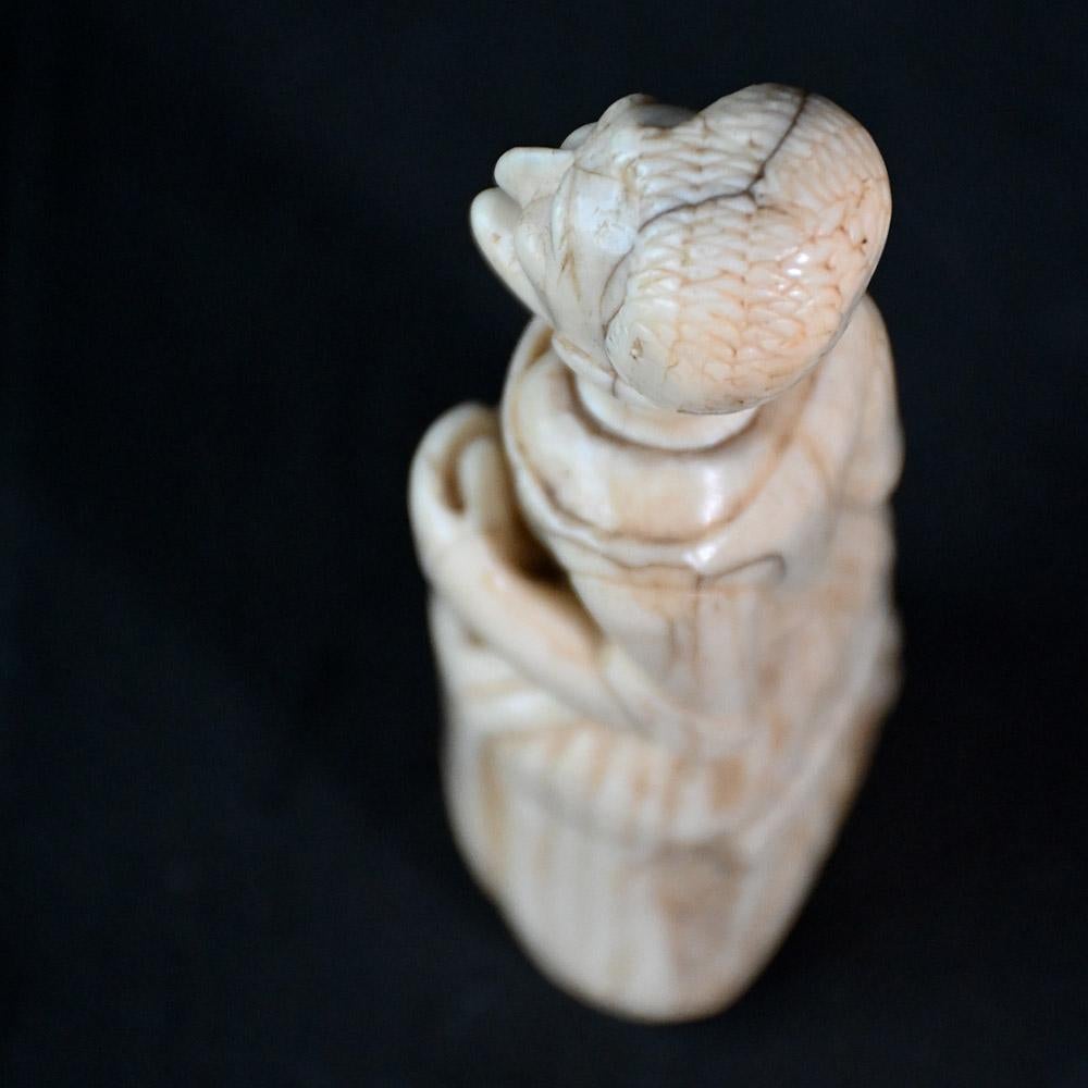 18th Century English Hand Carved Mutton Bone Figurative Snuff Box 6