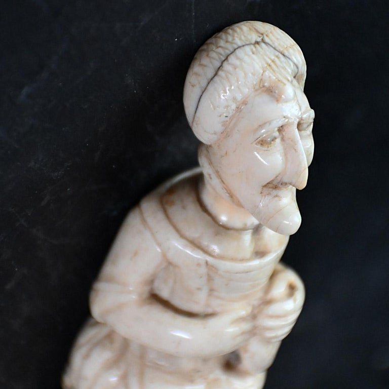 18th Century English Hand Carved Mutton Bone Figurative Snuff Box For ...