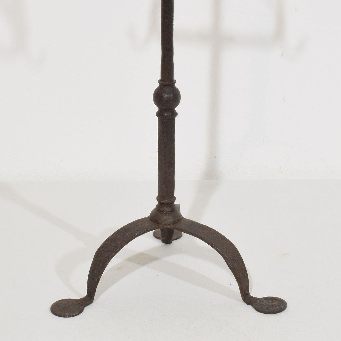18th Century English Hand Forged Iron Candleholder For Sale 5