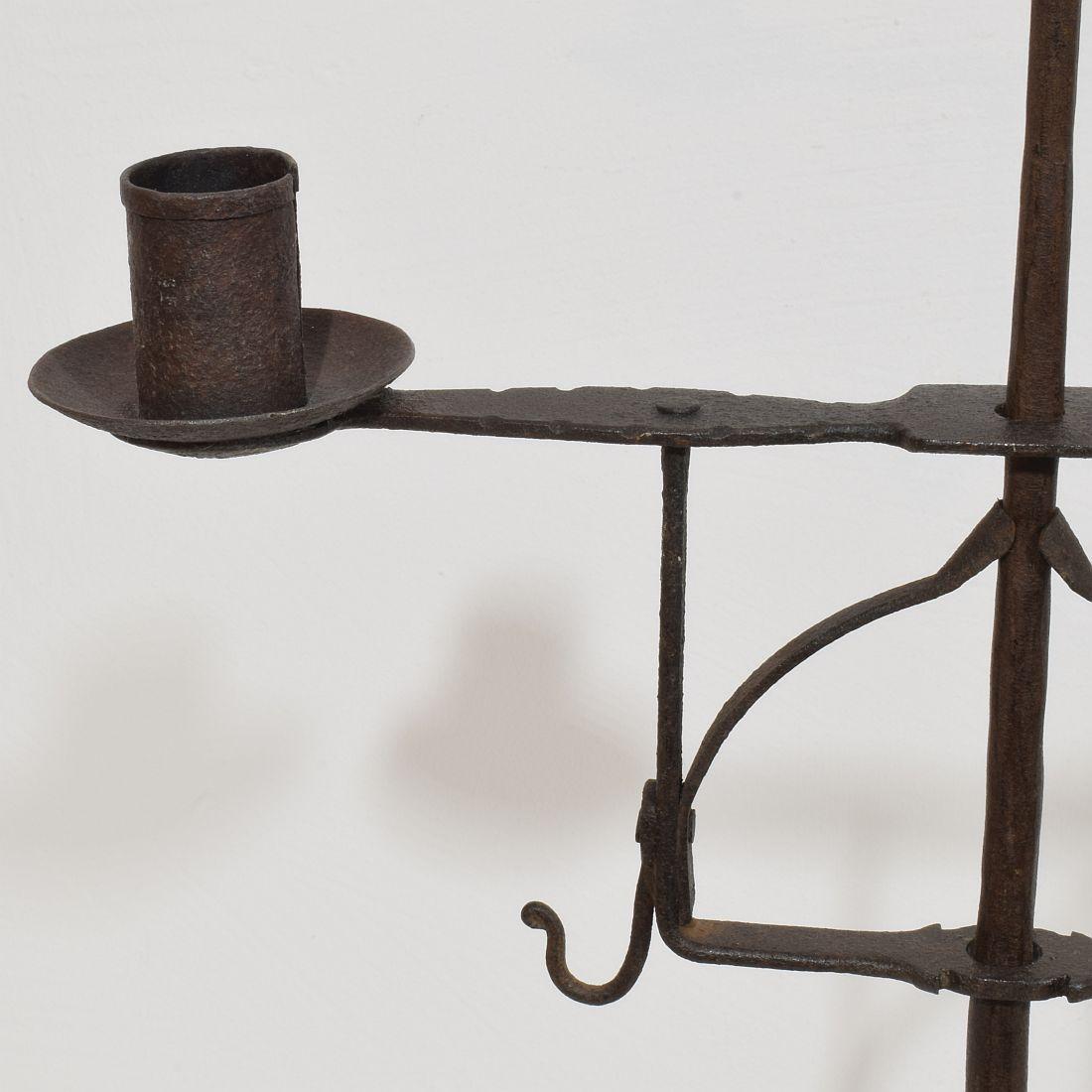 18th Century English Hand Forged Iron Candleholder For Sale 6