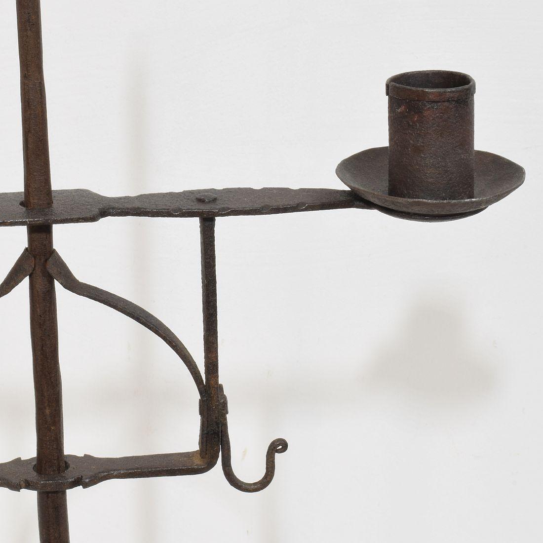 18th Century English Hand Forged Iron Candleholder For Sale 7