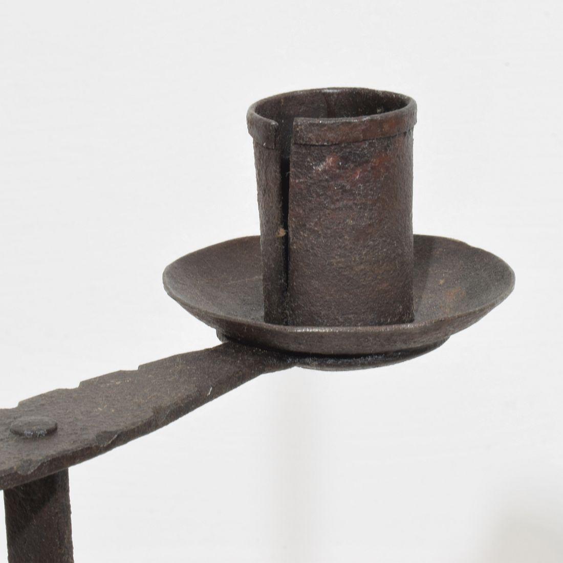 18th Century English Hand Forged Iron Candleholder For Sale 10