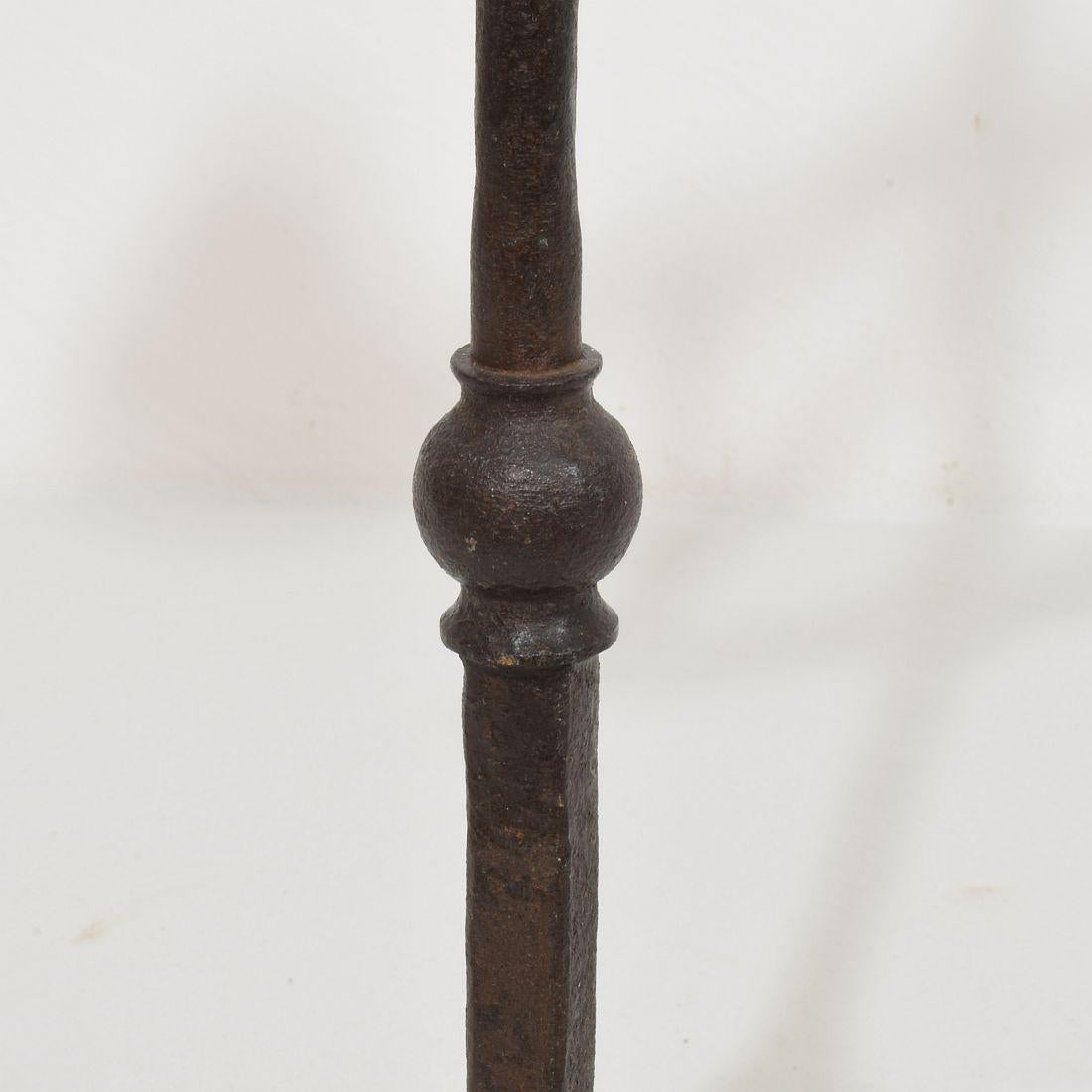 18th Century English Hand Forged Iron Candleholder For Sale 11