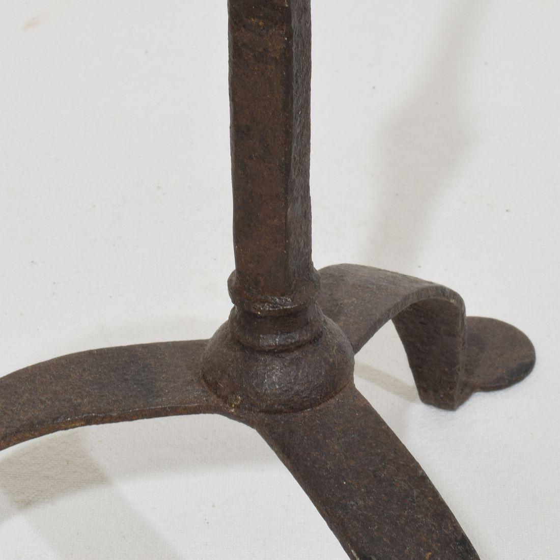 18th Century English Hand Forged Iron Candleholder For Sale 12