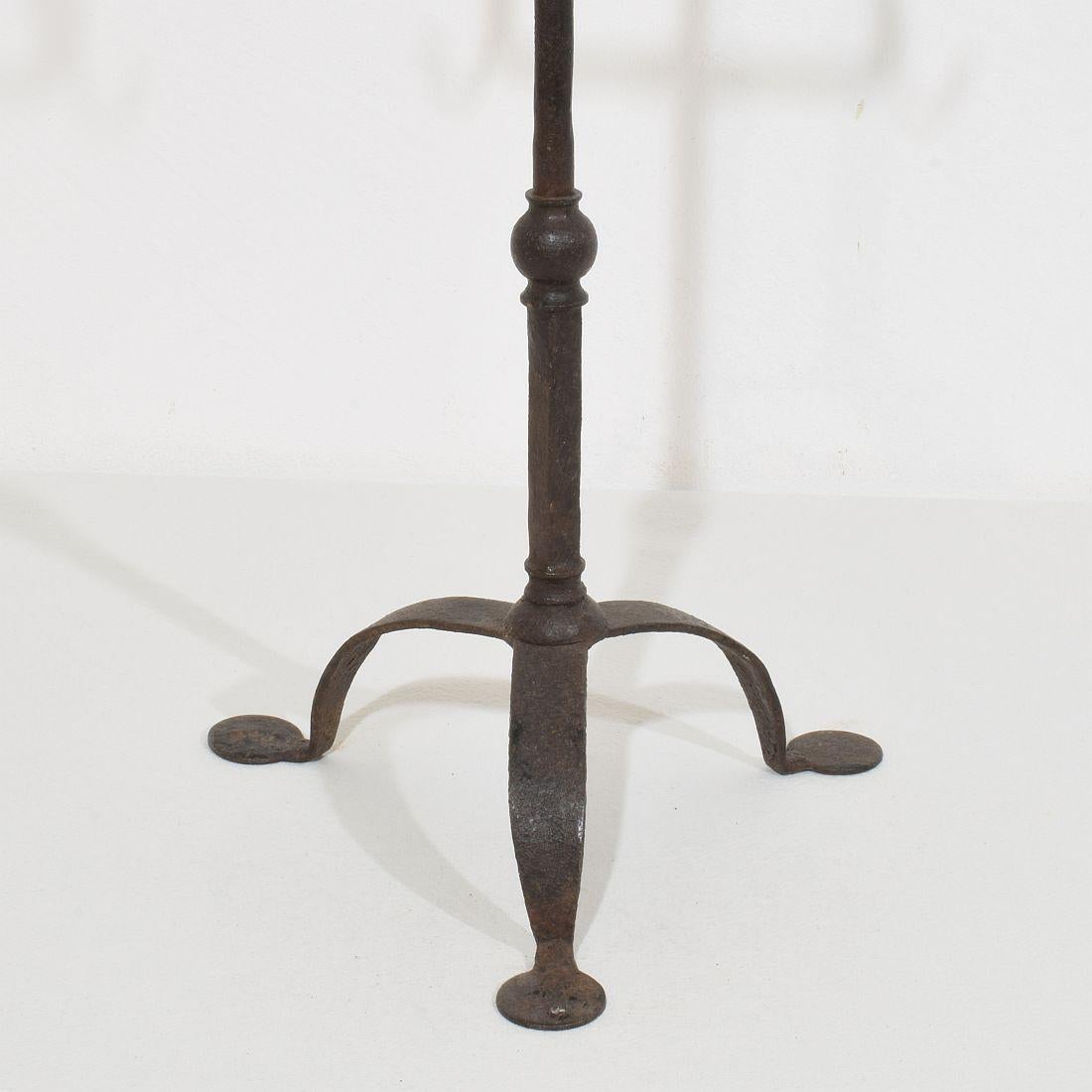 18th Century English Hand Forged Iron Candleholder For Sale 3