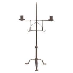 18th Century English Hand Forged Iron Candleholder