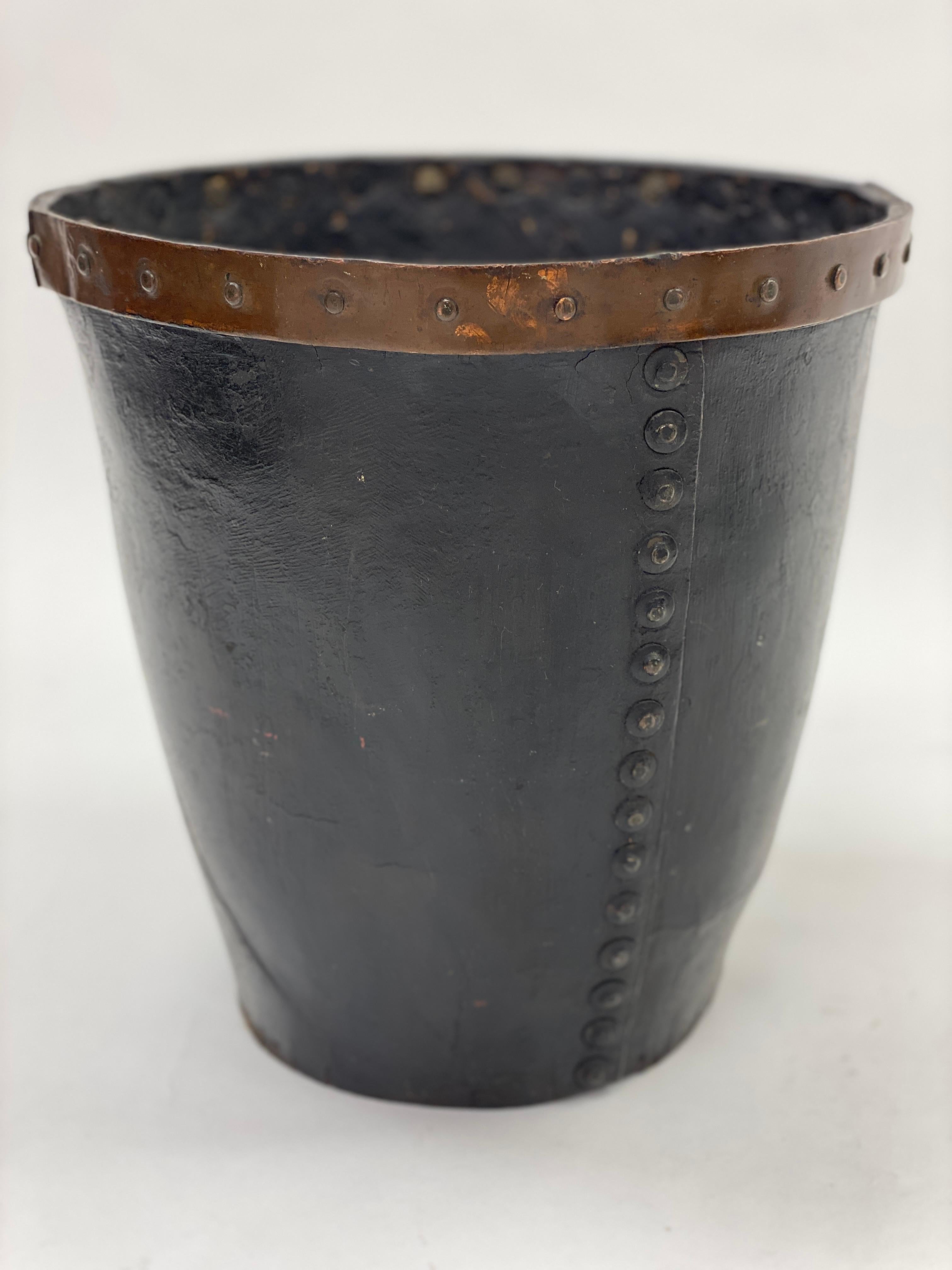 Late 18th Century 18th Century English Hand Painted Leather Fire Bucket For Sale