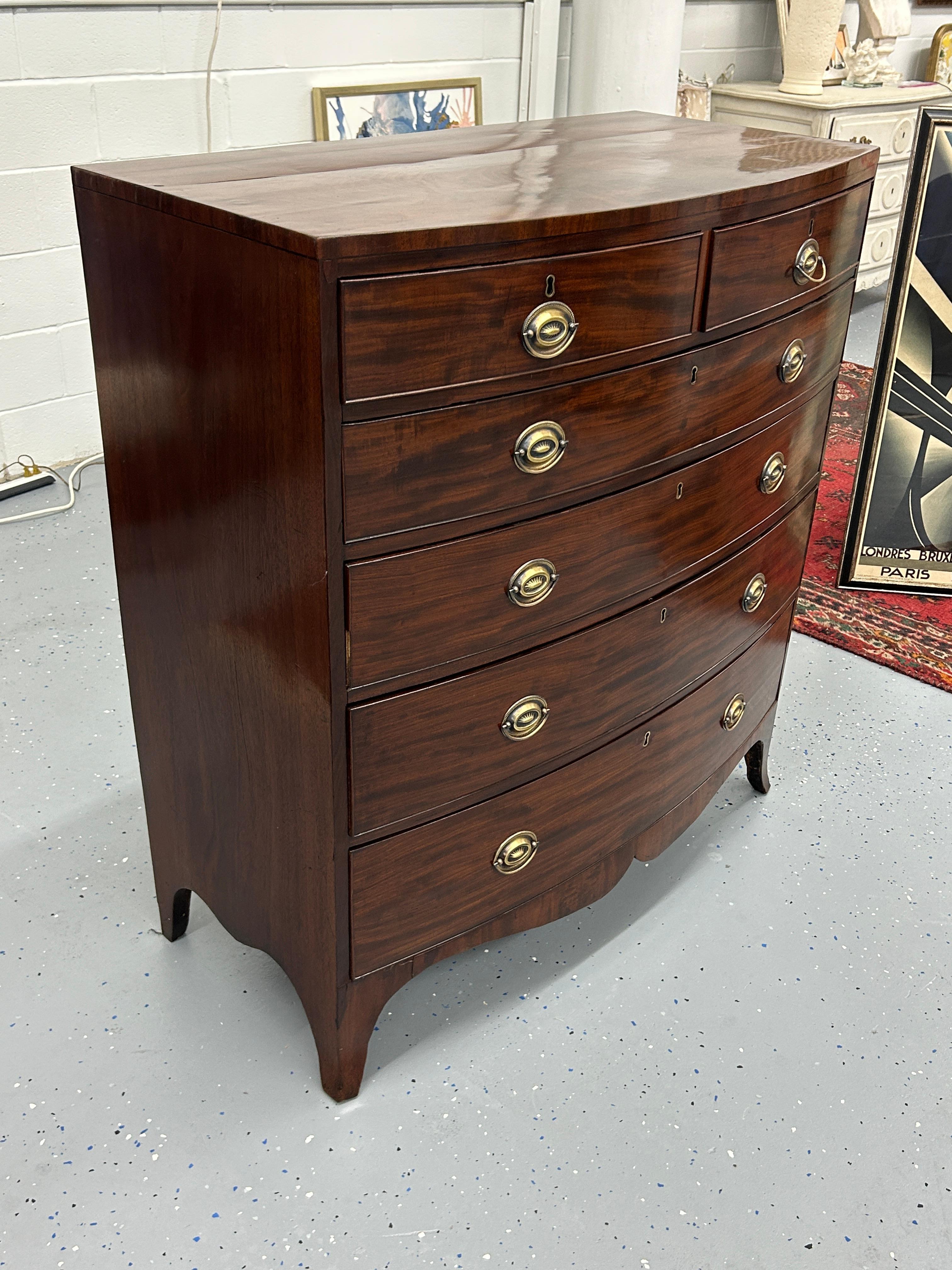 Polished 18th Century English Hepplewhite Chest of drawers  For Sale