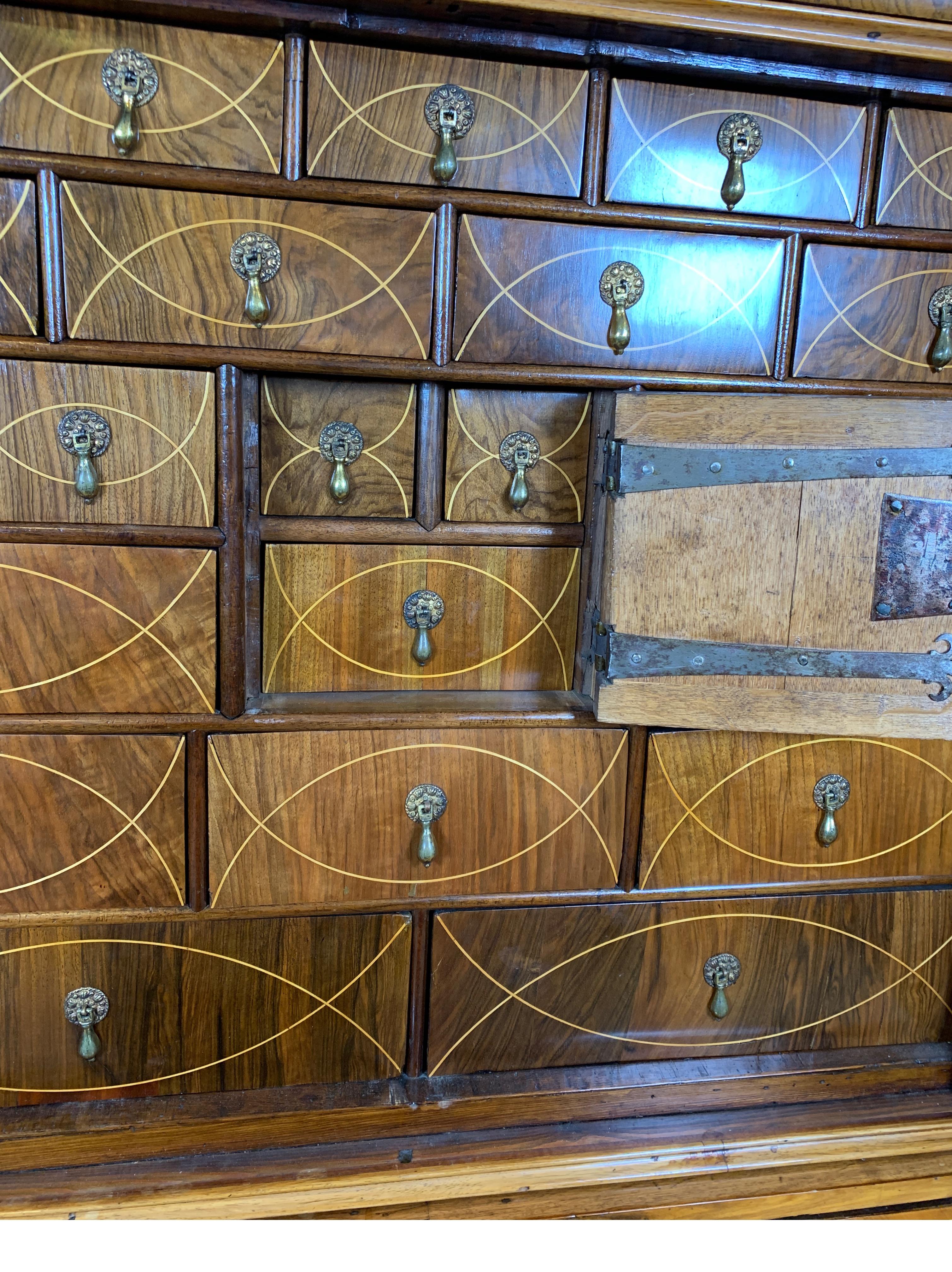 18th Century English Inlaid Cabinet-on-Stand, Walnut, Satinwood and Oak 7